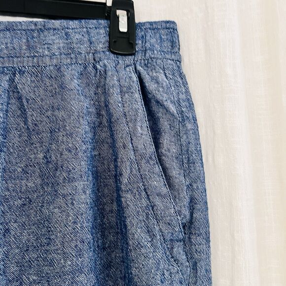 Old Navy Blue Linen Blend High Rise Wide Leg Cropped Pants Boho Earthy - Large - Picture 5 of 8